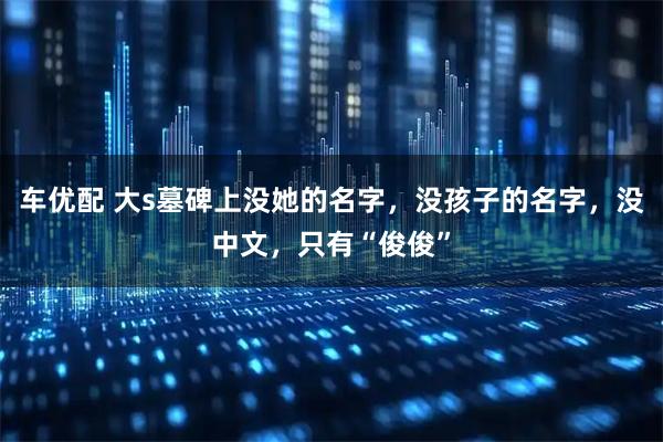 车优配 大s墓碑上没她的名字，没孩子的名字，没中文，只有“俊俊”